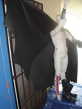 Black Rubber Vinyl 4 Panel Adult Large Bat Cape